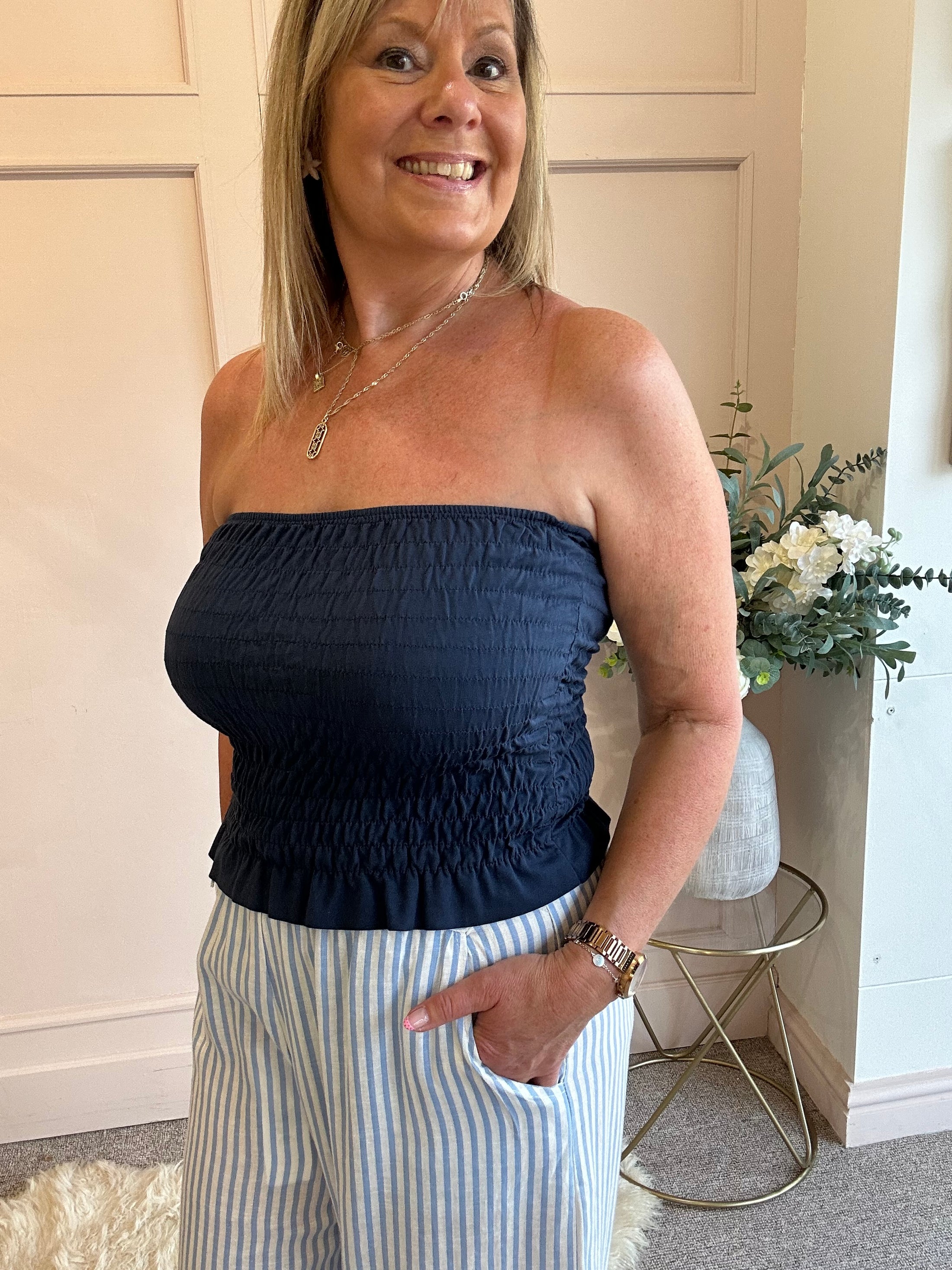 Bandeau Top  - Navy - Wardrobe By Simone