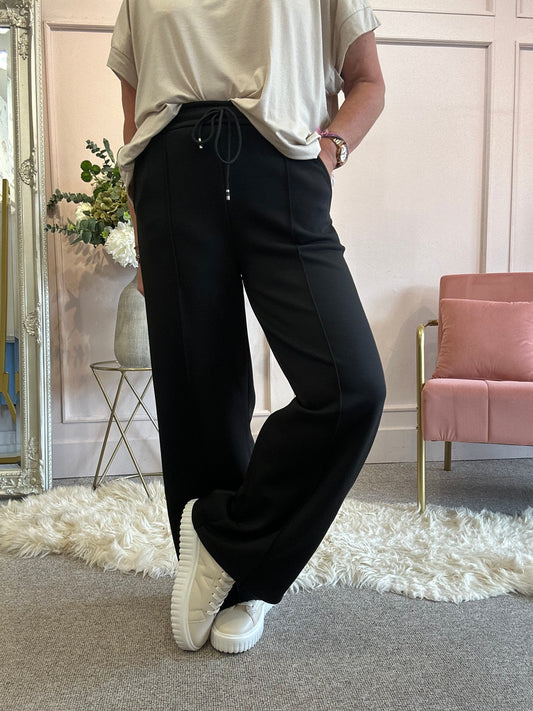 Comfy Wide Leg Lounge Pant - Black - Wardrobe By Simone