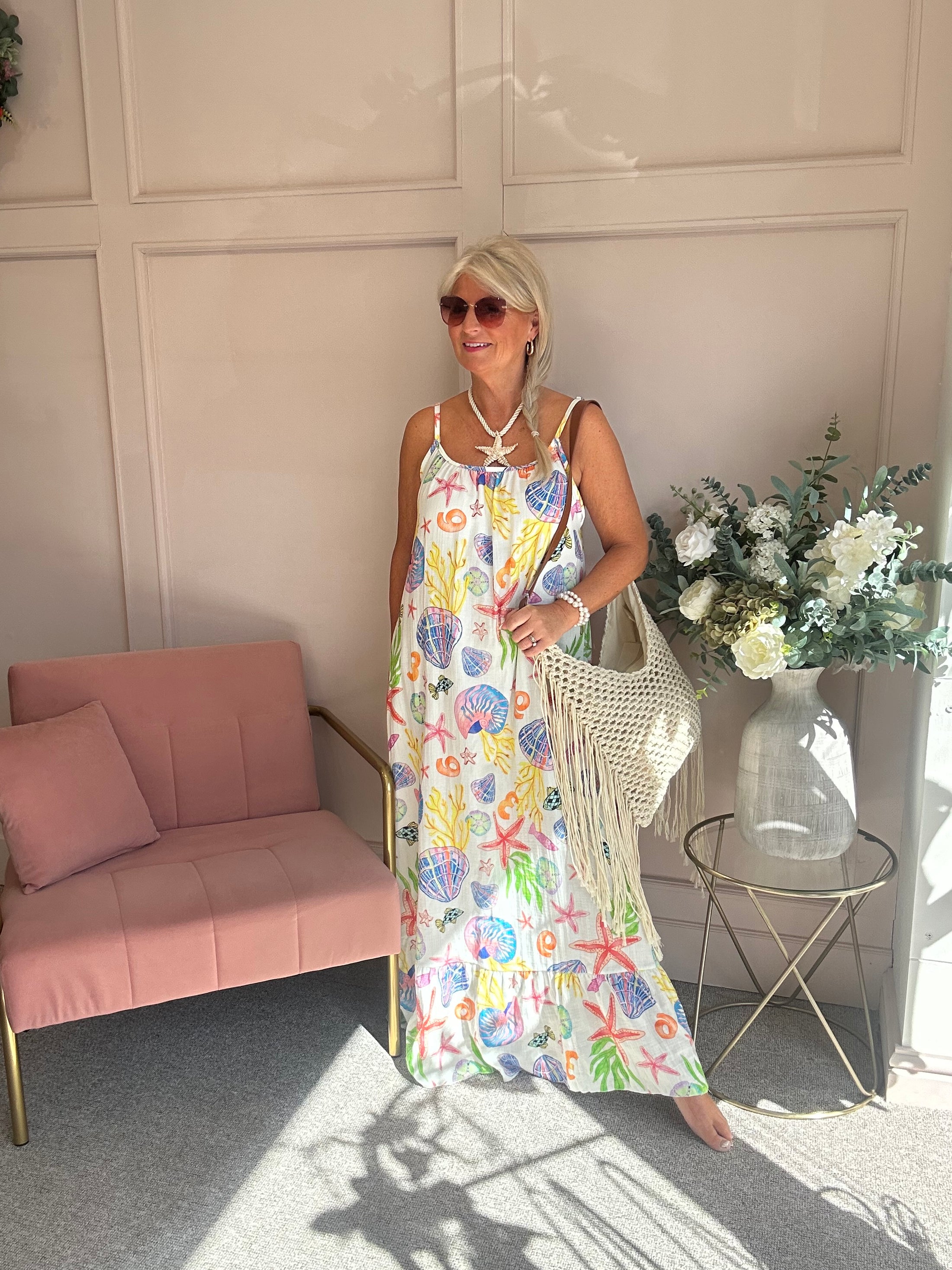 Escape To The seaside Sundress - Cream/Mix - Wardrobe By Simone
