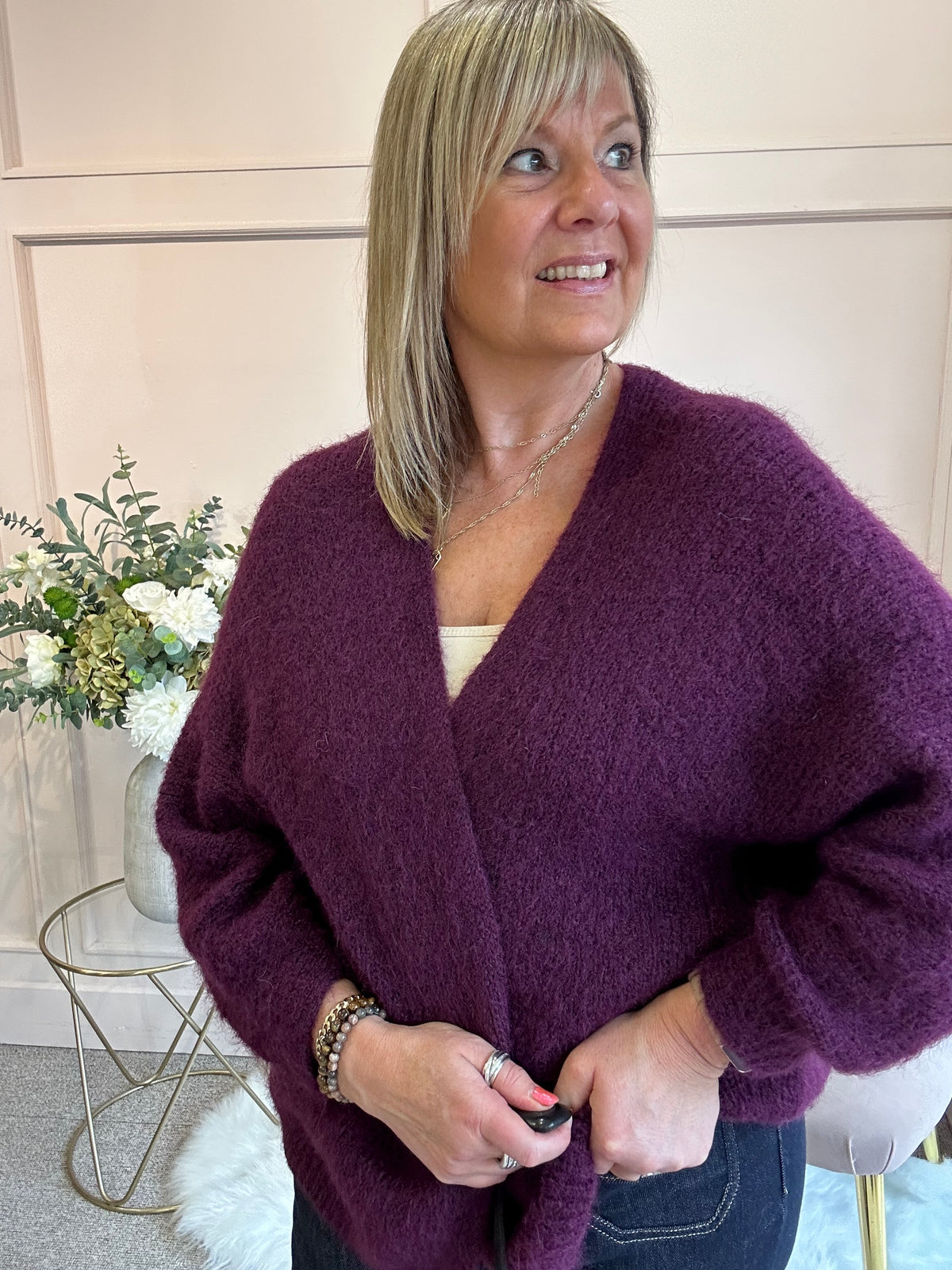 Soft Easy Cardigan - Plum