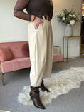Load image into Gallery viewer, Faux Leather Wide Leg Trouser - Cream
