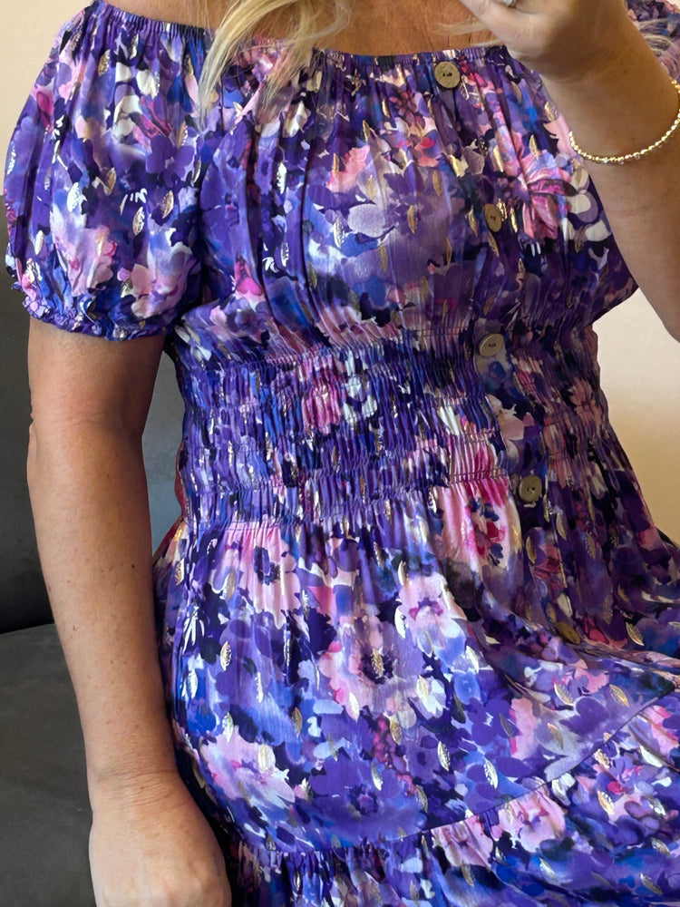 Floral Print Midi Dress - Purple/Lilac - Wardrobe By Simone