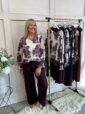 Floral Bloom Top - Plum/Cream