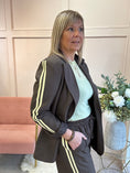 Load image into Gallery viewer, Blazer With Yellow Stripe &Trouser Set -Chocolate
