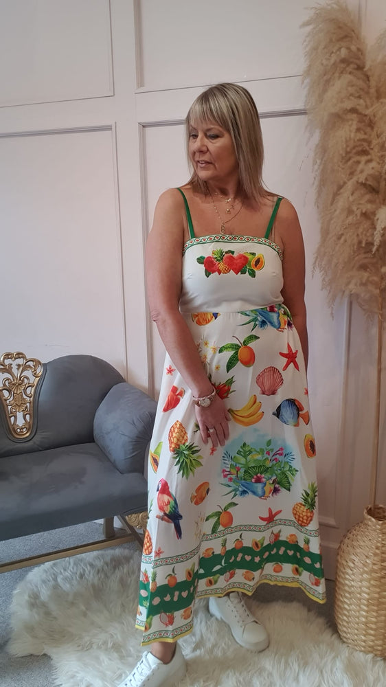 Fruits Of Summer Dress - Cream/Mix