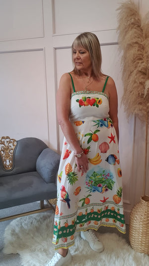 Fruits Of Summer Dress - Cream/Mix