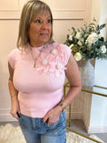 Load image into Gallery viewer, Flower Pearl Detailed Top  - Pink - Wardrobe By Simone
