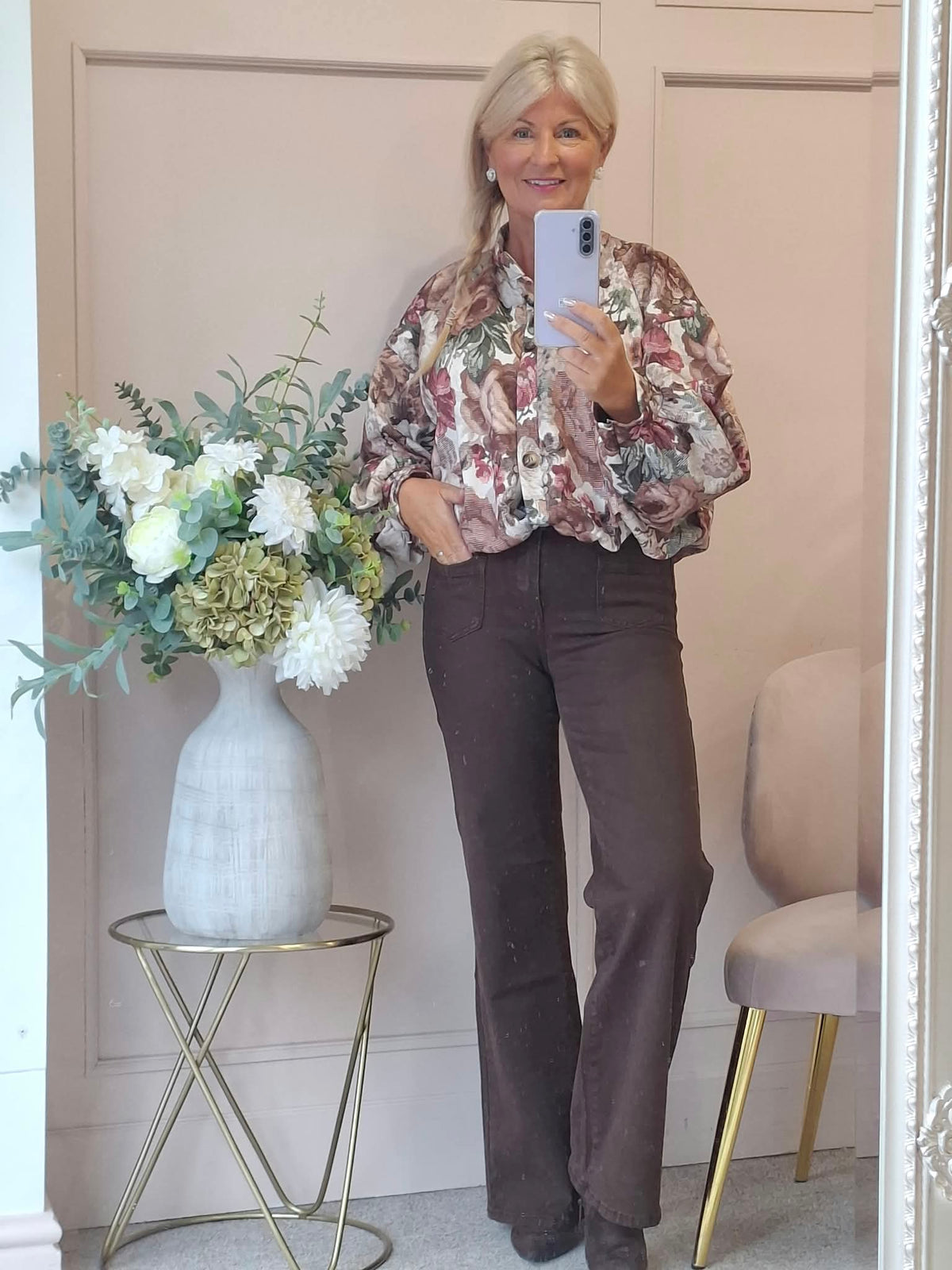 Floral Print Shirt/Jacket - Browns/Burgundy