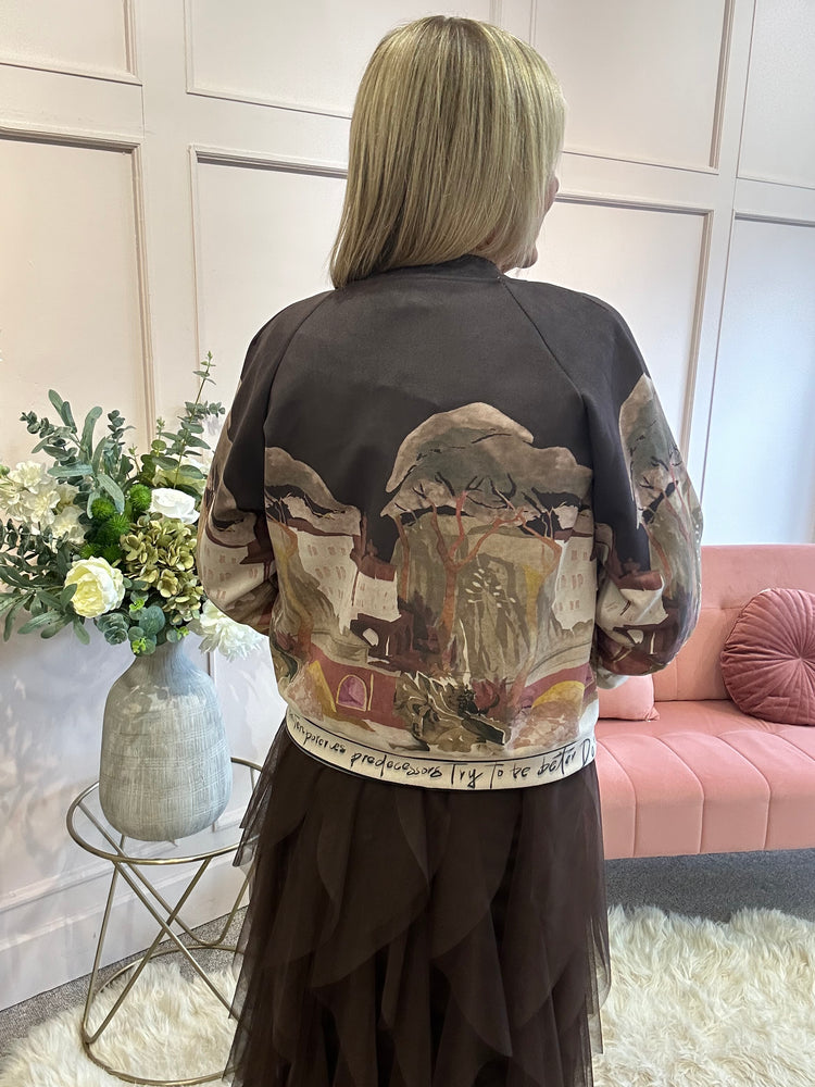 Tuscany Suedette Jacket - Brown/Multi
