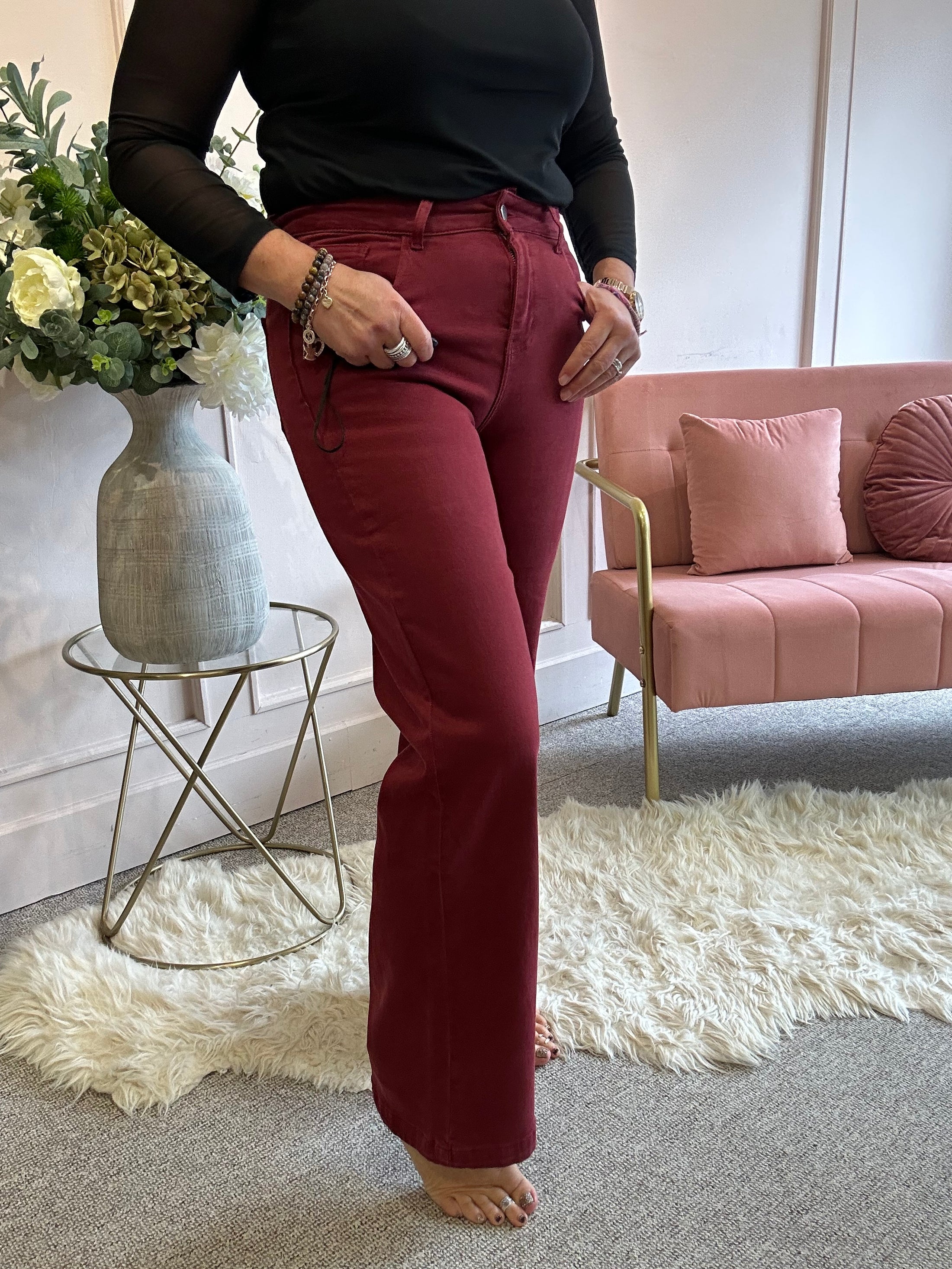Super Cool Wide Jean - Burgundy