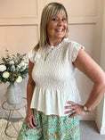 Load image into Gallery viewer, Cute Peplum Top  - Soft Beige - Wardrobe By Simone
