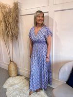Aztec Tribal Pattern Maxi Dress - Blue/Pink - Wardrobe By Simone