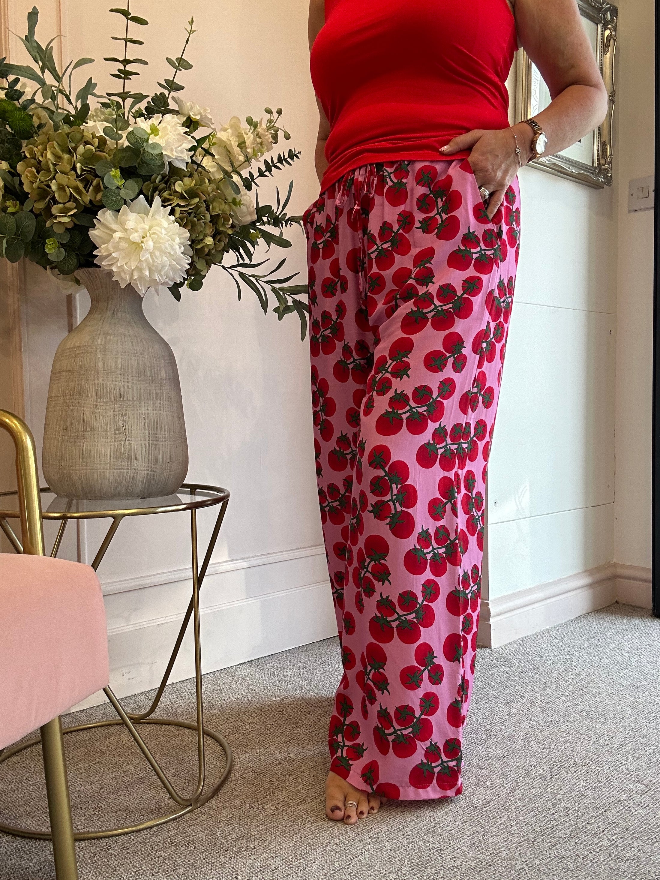We Love a Tomato Wide Pant - Pink/Red