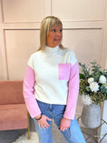 Load image into Gallery viewer, Turtle Neck Jumper -Cream/Pink
