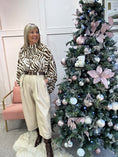 Load image into Gallery viewer, Zebra Bow Tie Blouse - Brown/Cream
