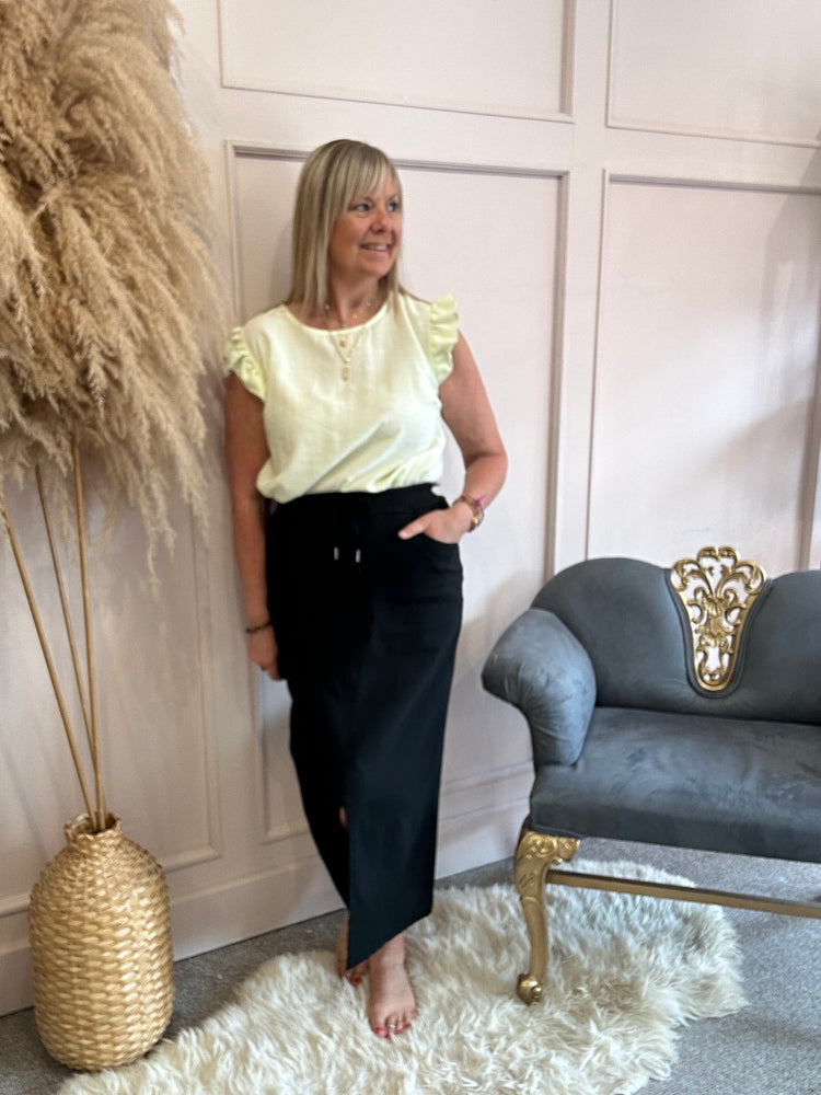 Little Frill Cap Sleeve Top - Lemon Yellow