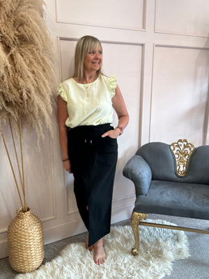 Little Frill Cap Sleeve Top - Lemon Yellow