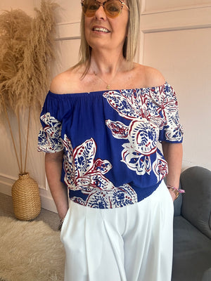 Bardo Top - Electric Blue/Cream