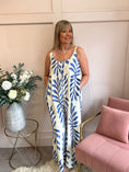 Load image into Gallery viewer, Botanical Dungarees - Cream/Blue - Wardrobe By Simone
