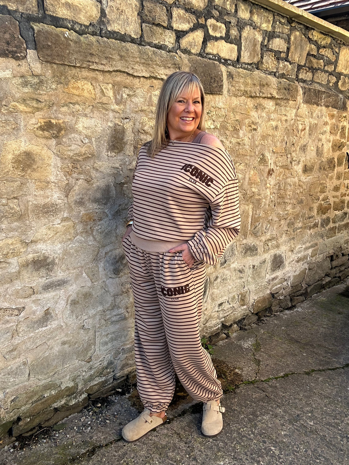 Iconic Stripe Lounge Set - Camel/Brown