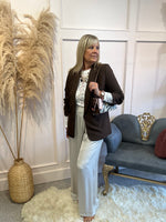Ruched Blazer - Brown