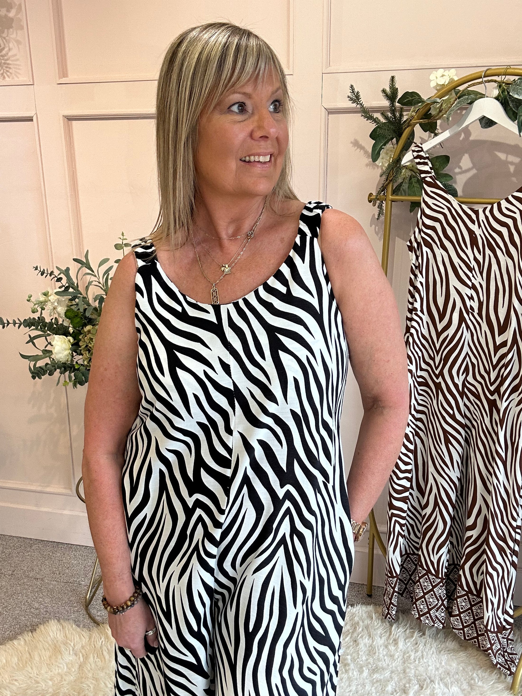 Zebra Jumpsuit - Black/White - Wardrobe By Simone