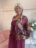 Load image into Gallery viewer, Lightweight Print Zip Jacket - Burgundy/Blue/Brown
