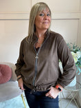 Load image into Gallery viewer, Suedette Zip Jacket - Chocolate Brown
