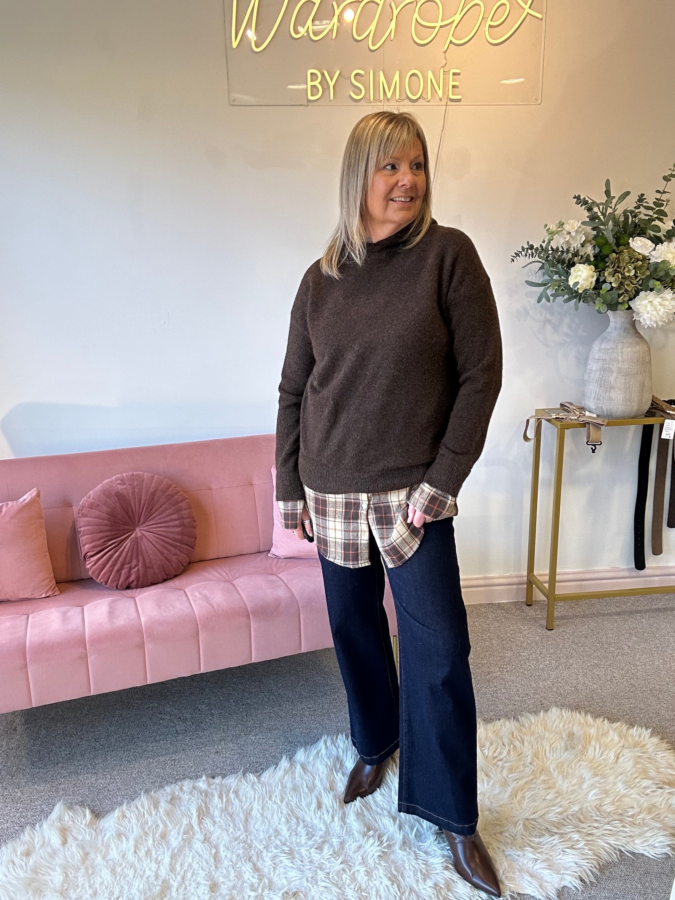 Oversized Hoody Jumper - Brown