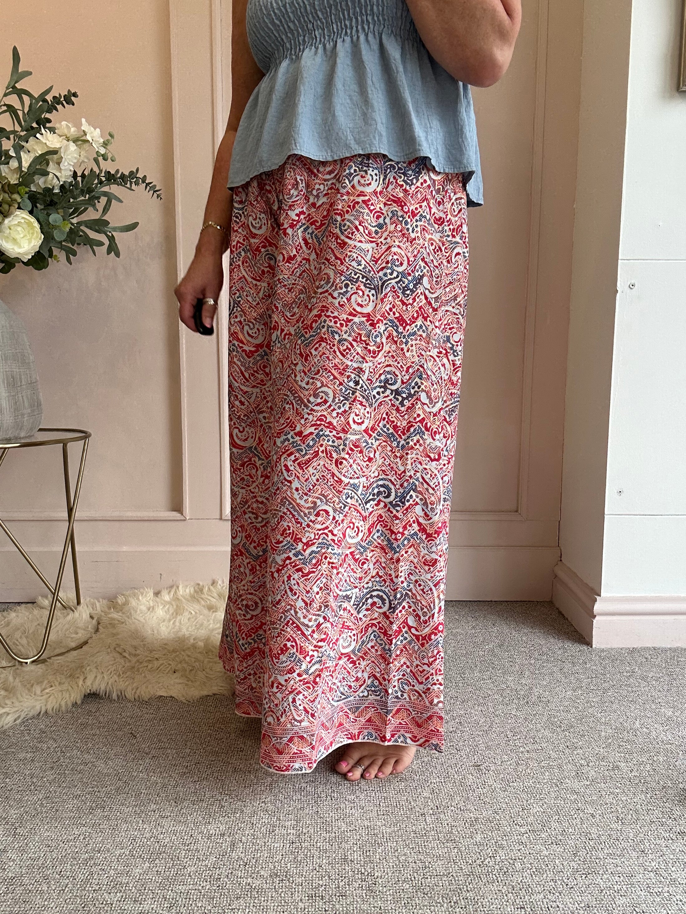 Paisley & Fleck Of Gold Wide Pant - Red