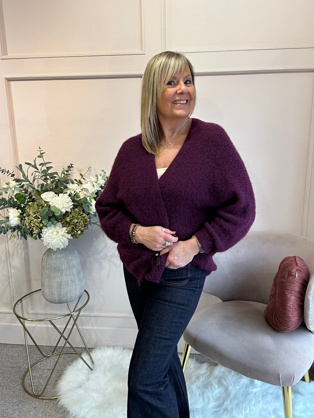 Soft Easy Cardigan - Plum