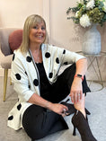 Load image into Gallery viewer, Oversized Spot Cardi Jacket - Cream/Black

