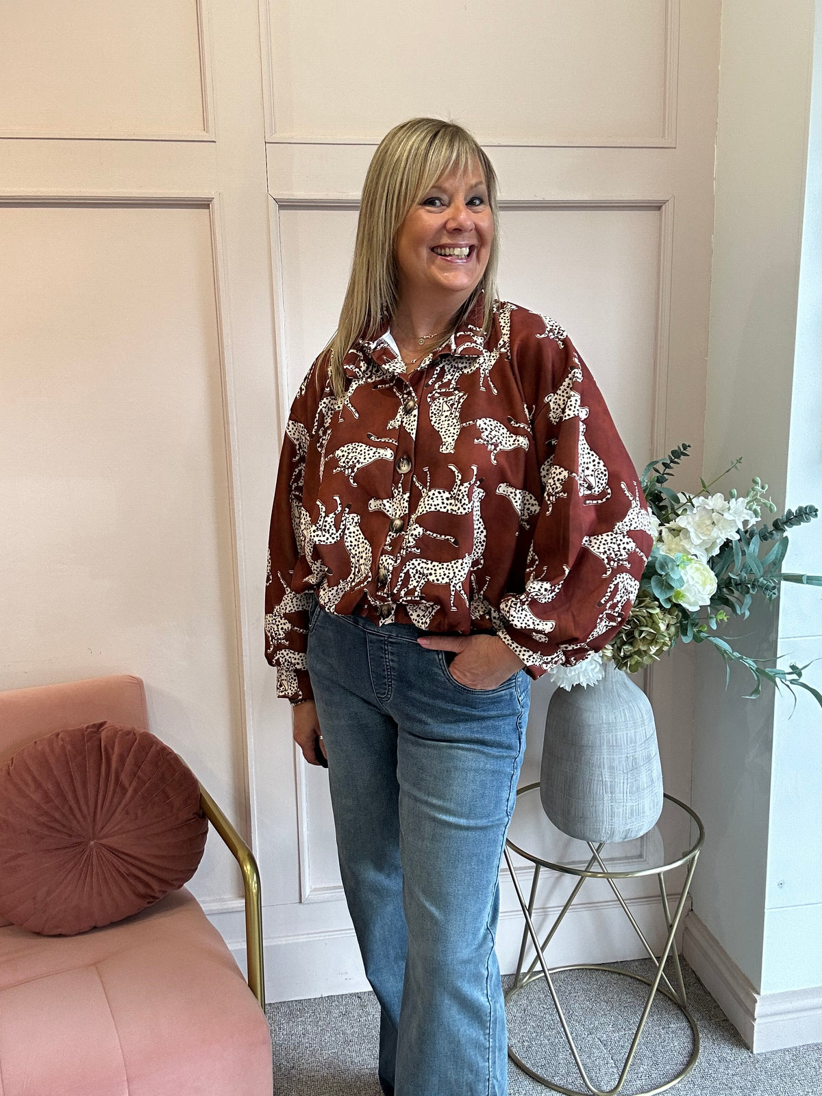 Leopard Jacket/Shirt - Rust - Wardrobe By Simone