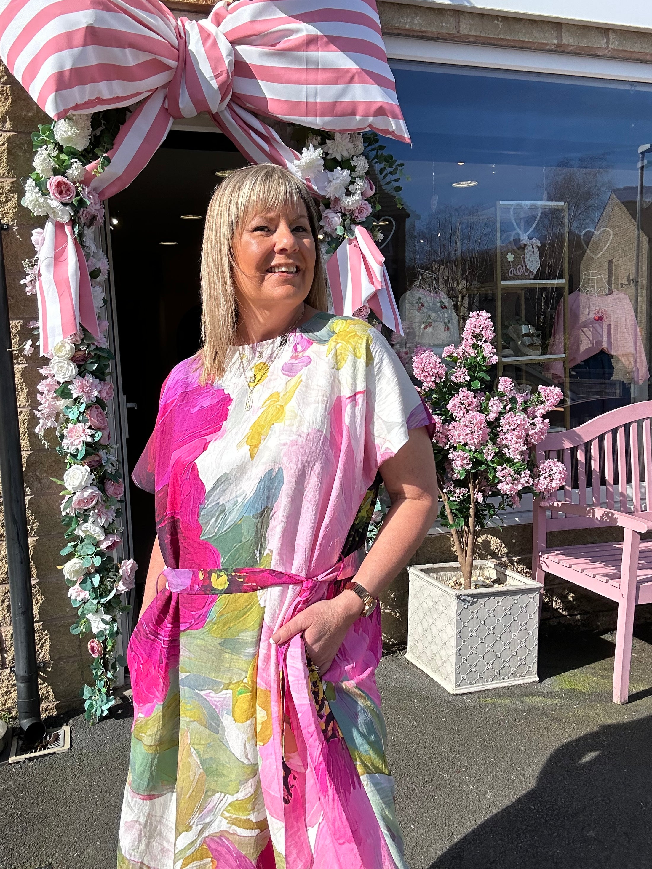 Floral Bloom Oversized Dress- Pinks - Wardrobe By Simone