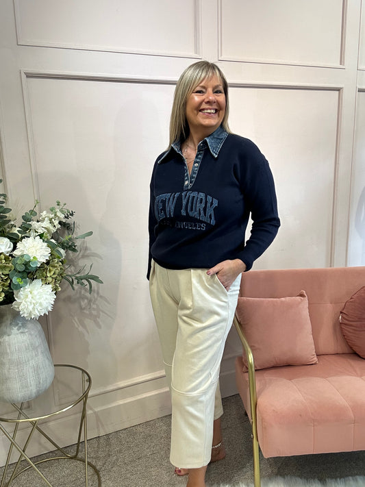 Barrel Suedette Pant - Light Cream - Wardrobe By Simone