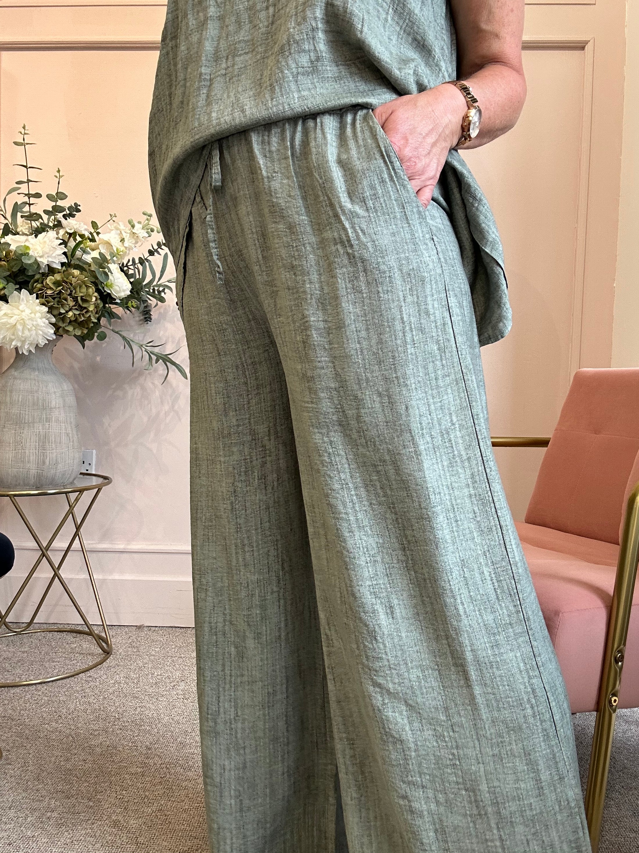 Wide Leg Pant - Light Khaki