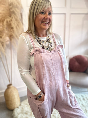 Linen dungarees - Pink - Wardrobe By Simone