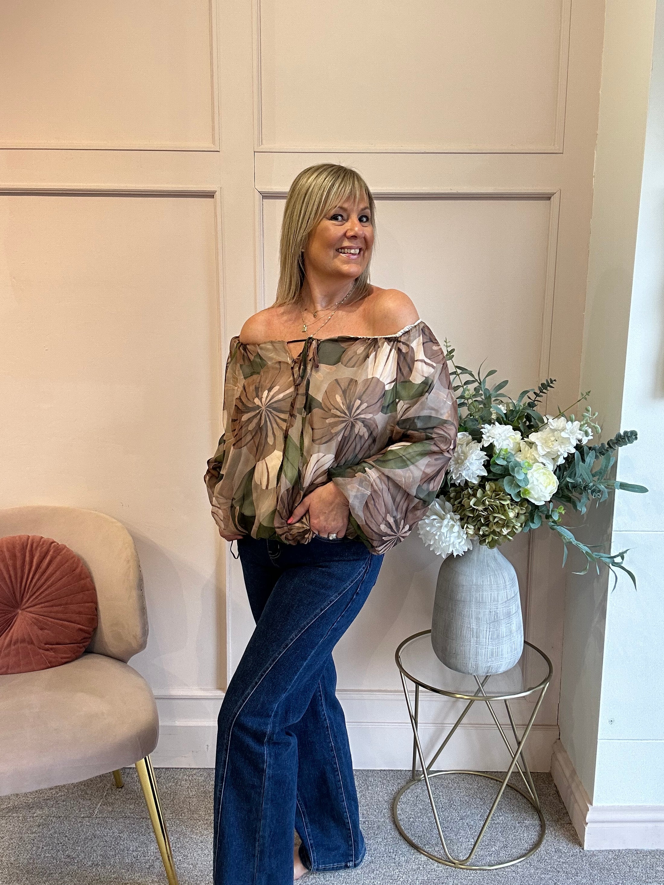 Camilla Floral Top - Browns/Greens