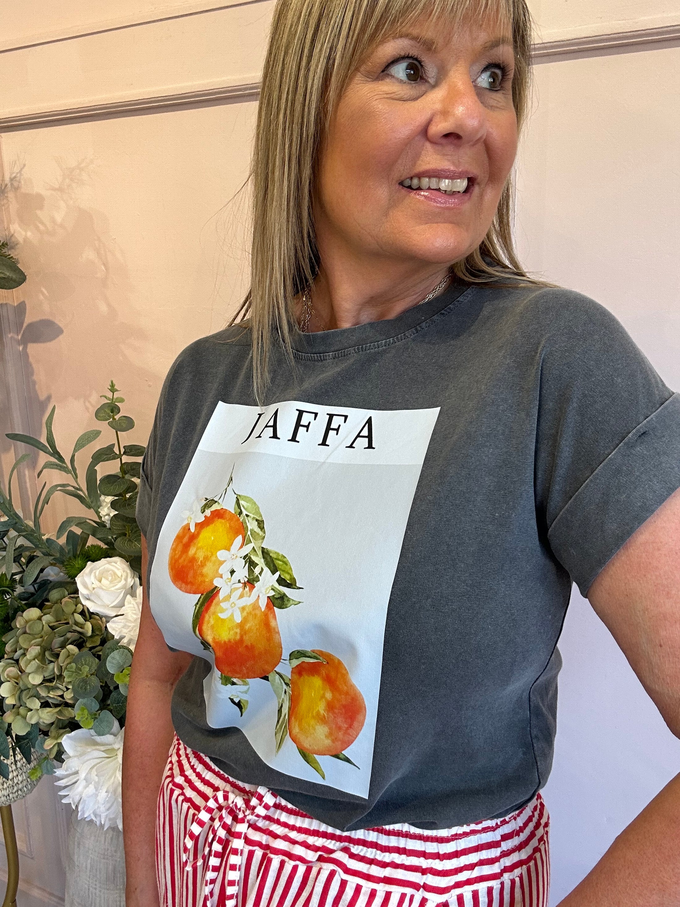 Just a Jaffa T Shirt  - Grey - Wardrobe By Simone