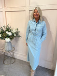 Load image into Gallery viewer, Denim Maxi Shirt Dress  - Light Blue
