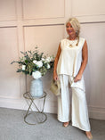 Load image into Gallery viewer, Sleeveless Asymmetrical Top & Pants Set - Cream One Size
