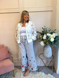 Load image into Gallery viewer, Floral Ribbon Zipped Top - White - Wardrobe By Simone

