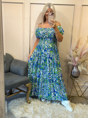 Floral Mix Maxi Dress - Blue/Green - Wardrobe By Simone