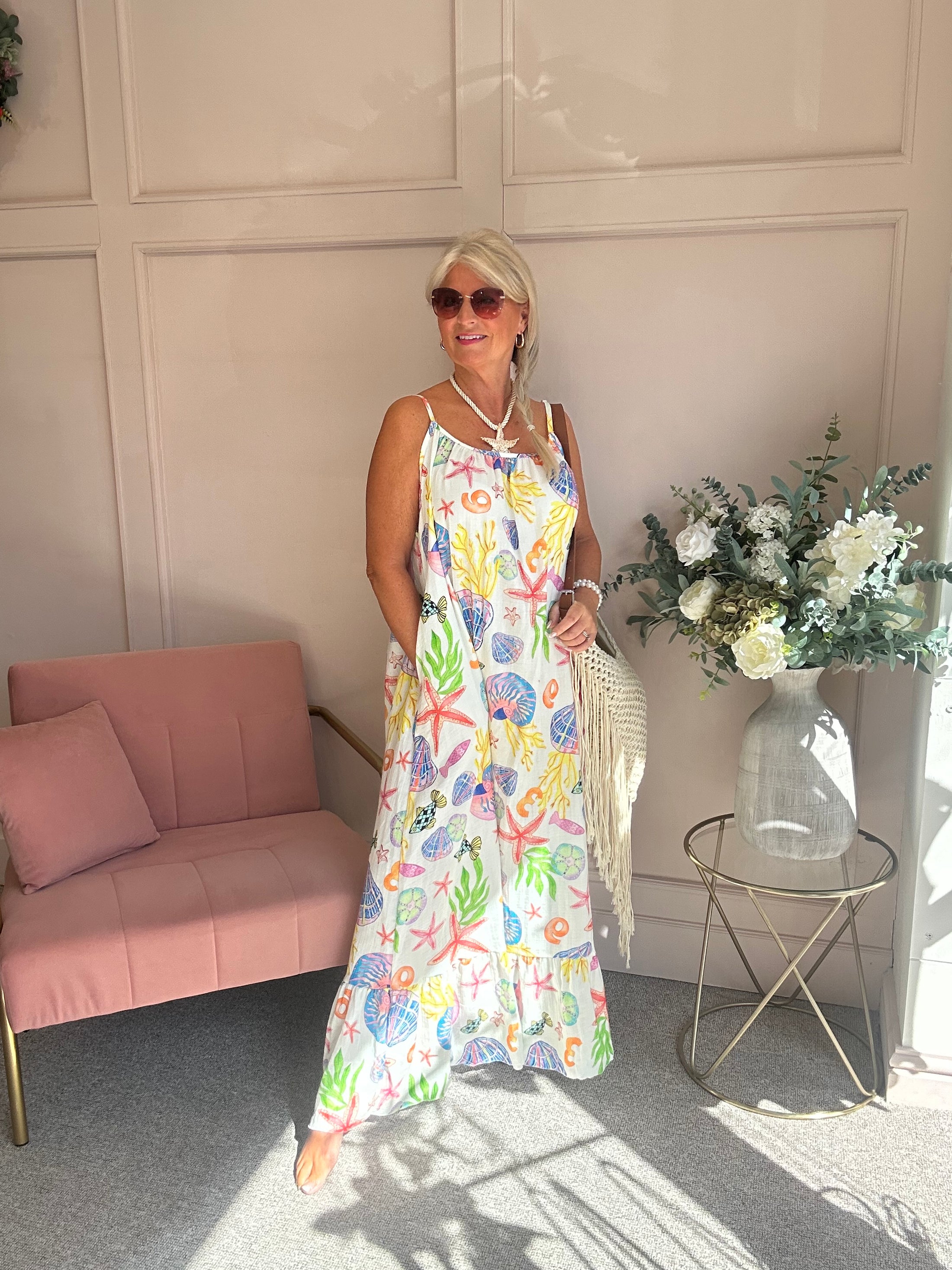 Escape To The seaside Sundress - Cream/Mix - Wardrobe By Simone