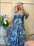 Load image into Gallery viewer, Maxi V Neckline Dress  - Blue/White
