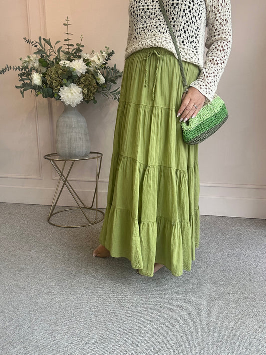 Gypsy Maxi Skirt - Olive Green - Wardrobe By Simone