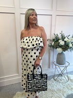 Polka Dress Bardot - Cream/Black