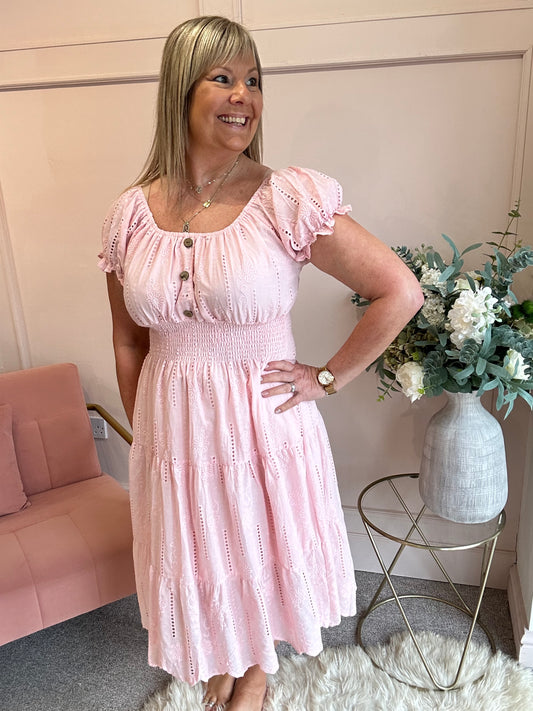 Vibes Of Summer Midi Dress - Soft Pink - Wardrobe By Simone