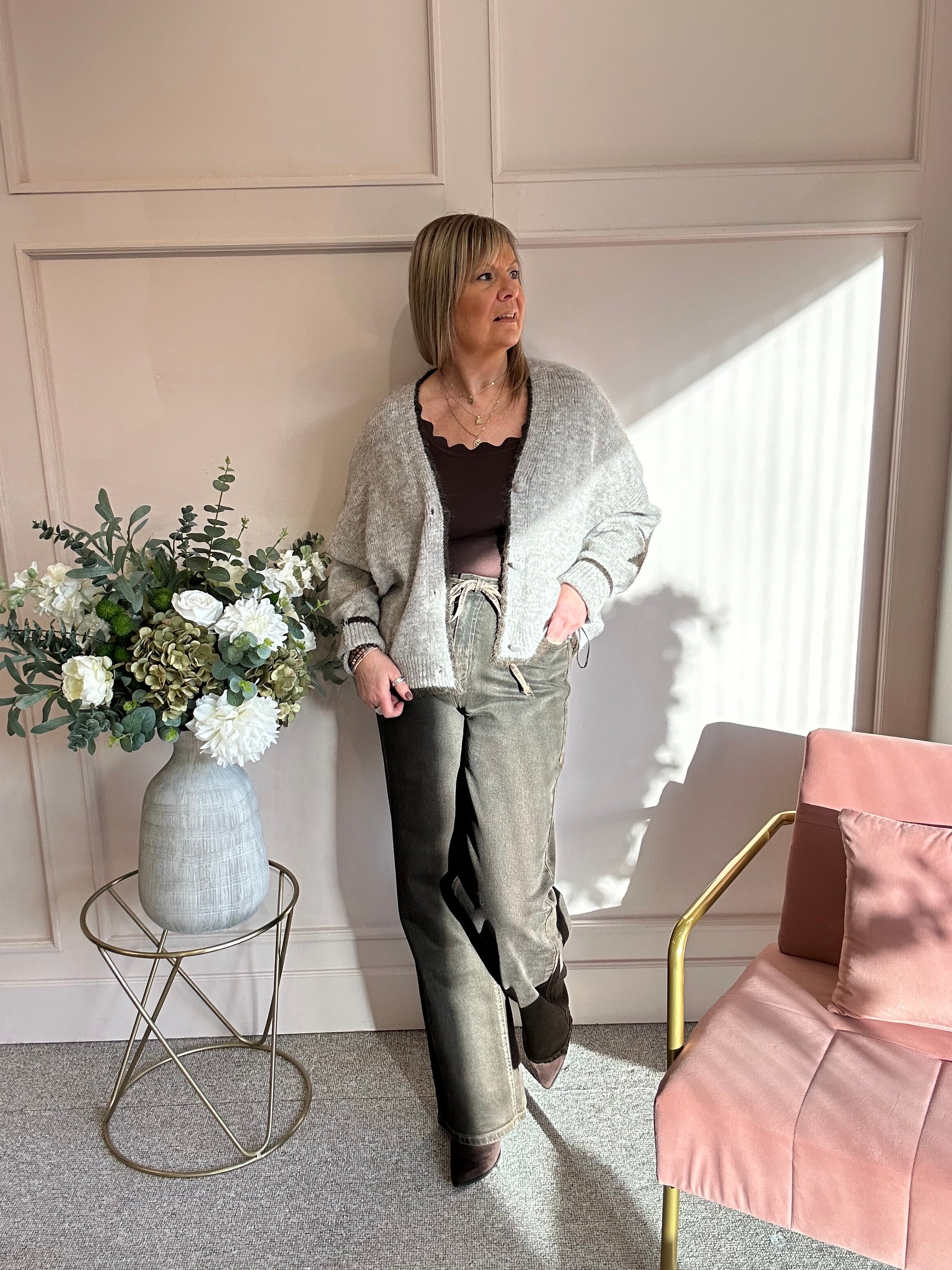 Star Cardigan - Taupe/Brown