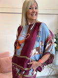 Load image into Gallery viewer, Horse & Bridle Silk Top - Burgundy/Blue - Wardrobe By Simone
